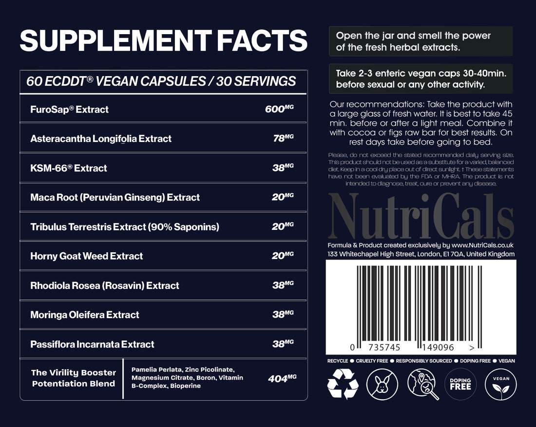 Virility Max Booster full supplement label